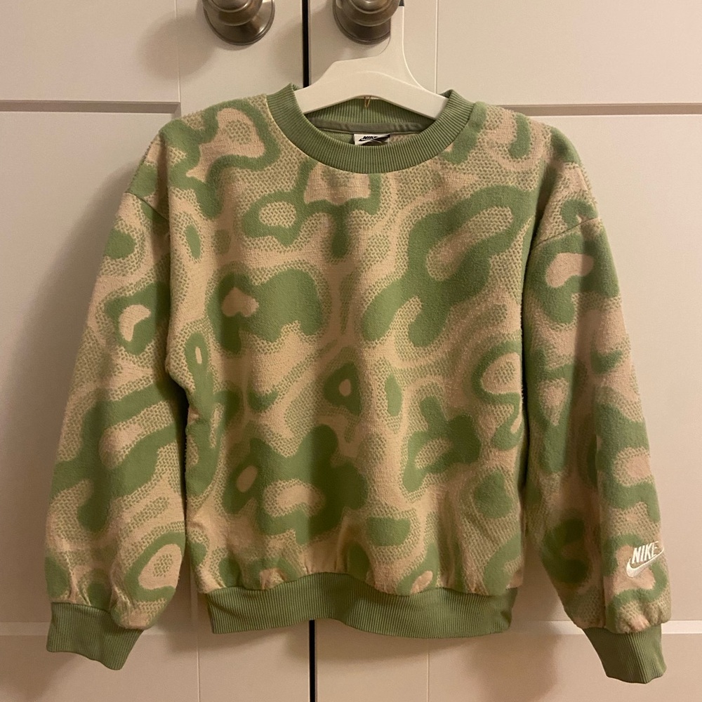 Nike Sweatshirt Abstract Green Crew Medium